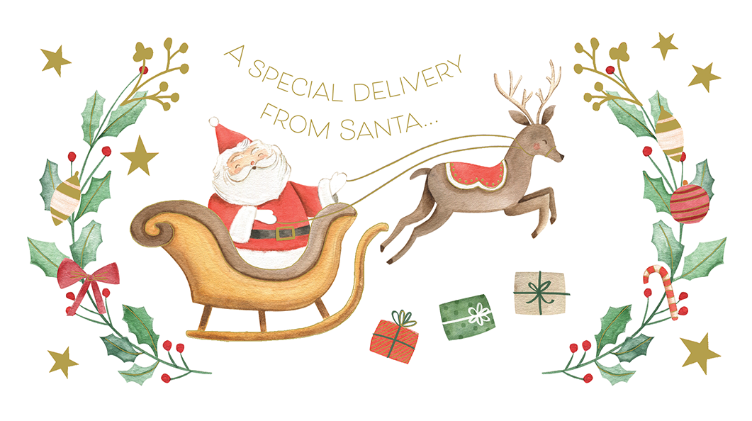 Santa Sleigh Reindeer Christmas Card Money Holder